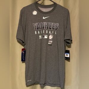 New York Yankees Baseball Nike Dri-Fit Grey Cotton Short Sleeve Tee Men’s M NWT